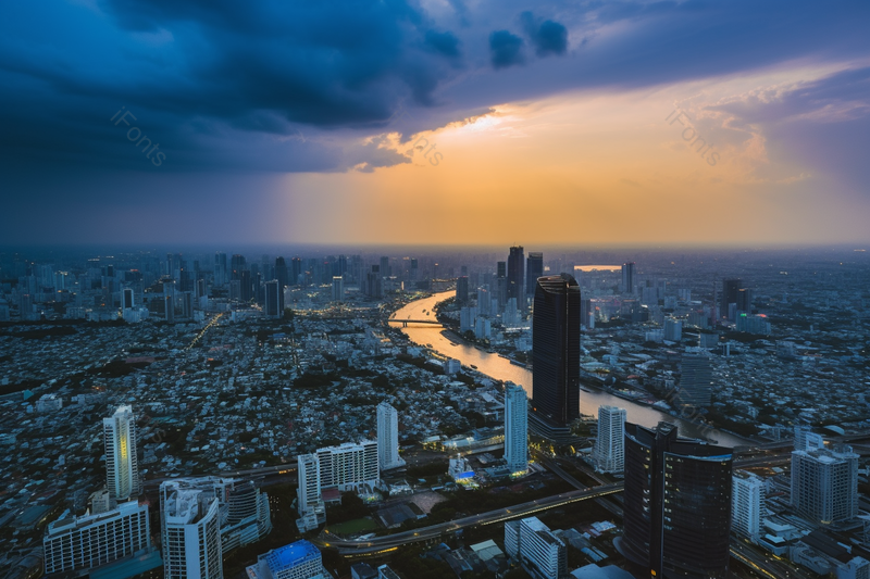 傍晚夕阳下城市建筑高清摄影实拍,高清,摄影图,摄影图片,图片大全,摄影图免费下载